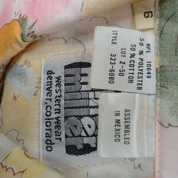 Vintage Girls L/S Miller Western Wear Floral Size 6 Pearl Snap NWT WPL 10649. - Picture 6 of 8